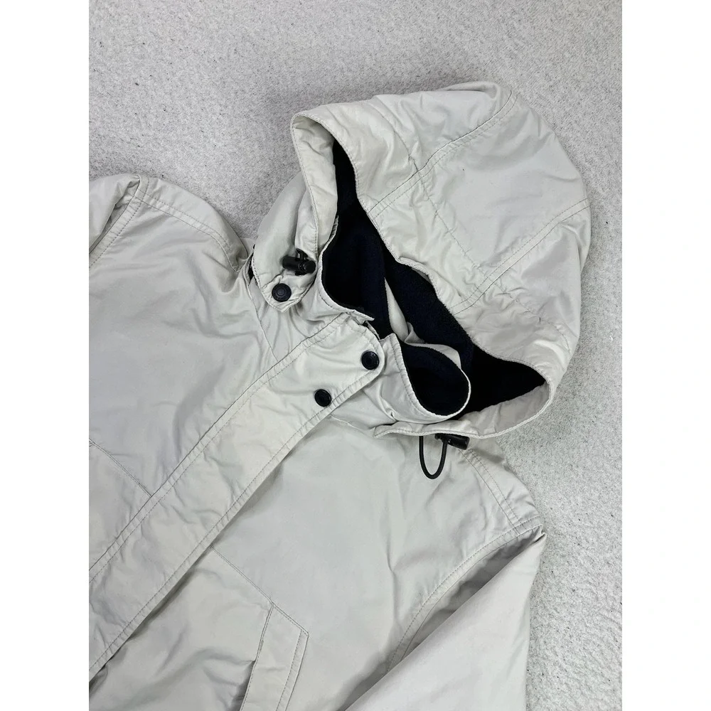 Eddie‎ Bauer Coat Womens Tall Medium White Polartec Lined Hooded Parka Insulated